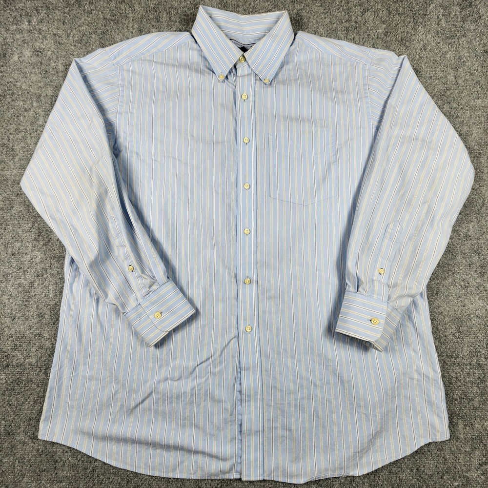 Tommy Hilfiger Ithaca Mens XL Shirt Blue Striped Long Sleeve Cotton Button Down